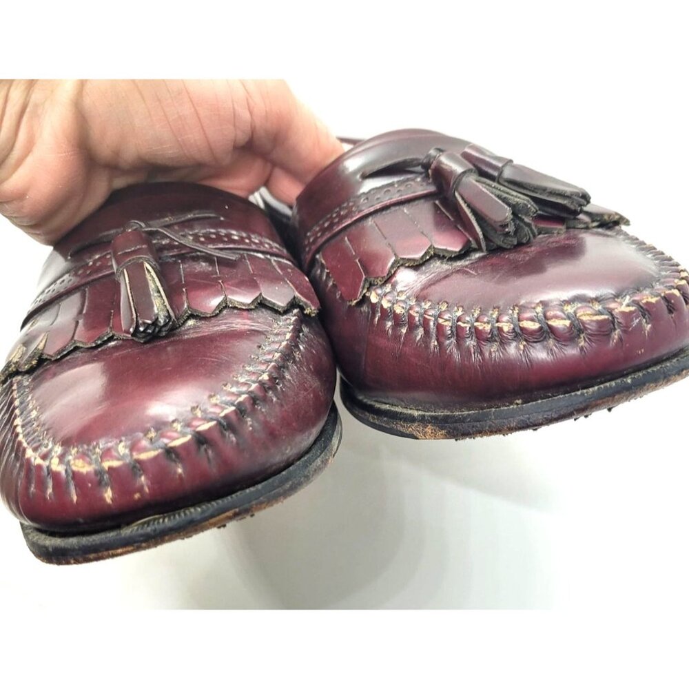 G.H. Bass & Co. Mens Burgundy Leather Tassel Loafers 10D Classic career preppy. - Picture 8 of 8